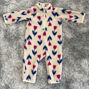 Cozy Cream and Blue Kids One Piece Carters